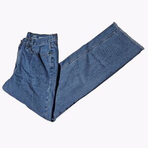 George Jeans Mens Size 30 X 32 Straight Leg Mid Rise Medium Wash Raw Hem Denim